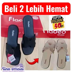 Fladeo Paket Hemat Sandal Flat Wanita H.9233 Super Discount 50% Off Kulit Sintesis Nyaman & Elegan Model Stylish Non Slip TPR
