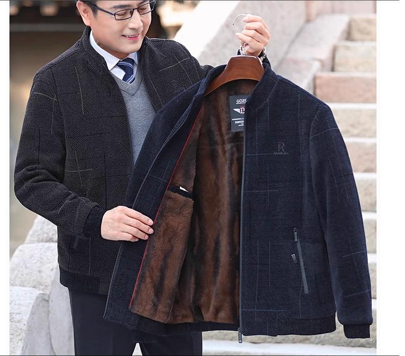 Áo khoác lót lông nam trung niên Mùa đông, áo khoác cho bố ấm áp
