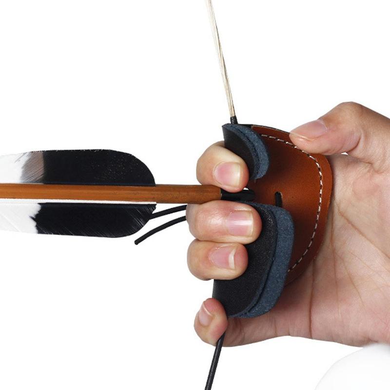 Product Introduction of Double-deck Leather Archery Finger Guard Protection Glove Tab Protector Shooting Pad Bow E0L0 34