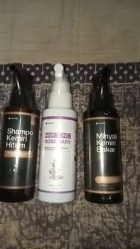 Product Review of [PAKET KOMPLIT] Minyak Kemiri bakar Shampoo & Hair Tonic Rosemary 100ml -  membantu Melebatkan, Menebalkan, Menghitamkan, Mengatasi Rontok & Ketombe, Perawatan Brewok & Jenggot vitamin rambut from @**H 1