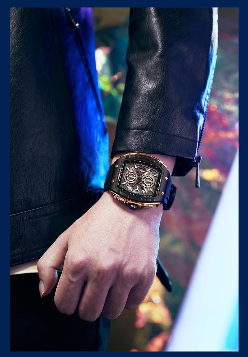 Product Introduction of 【003Harga telah diganti, cepat beli】BIDEN Jam Tangan Pria Anti Air Olahraga Multifungsi Tali Silikon Pria Jam Tangan Cowok Original YNR028 14