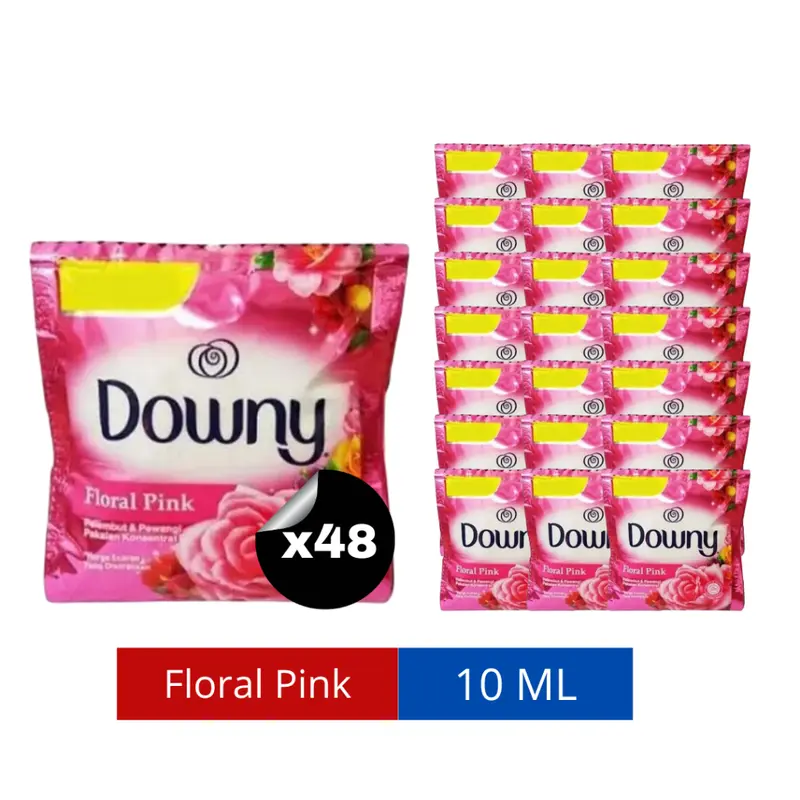 48 Pcs Downy 10 ml Paket Murah Pewangi & Pelembut Pakaian Downy Sunrise Fresh \ Floral Pink \ Sports Fresh \ Fresh Bouquet \ Adorable Bouquet \ French Lavender \ Passion \ Mystique \ Anti Apek Renceng 4