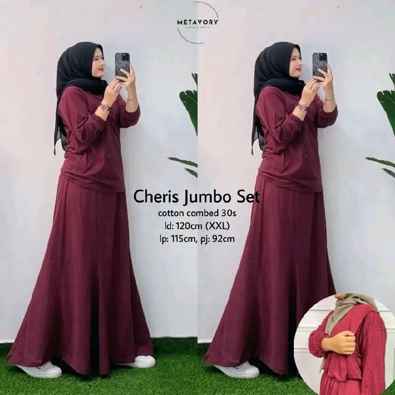 Setelan LD 120cm++ Panjang 70cm++ Jumbo Busui Bukaan Kanan Kiri Combed 30s LD 120cm Baju Wanita Lembut Nyaman one  set  elegan  lebaran 8