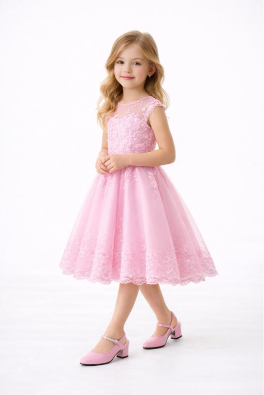 S&B Sepatu Heels Anak Perempuan Ber Hak Ukuran 26 Sampai 35 Shoes dengan Desain Elegan dan Tali Berhias