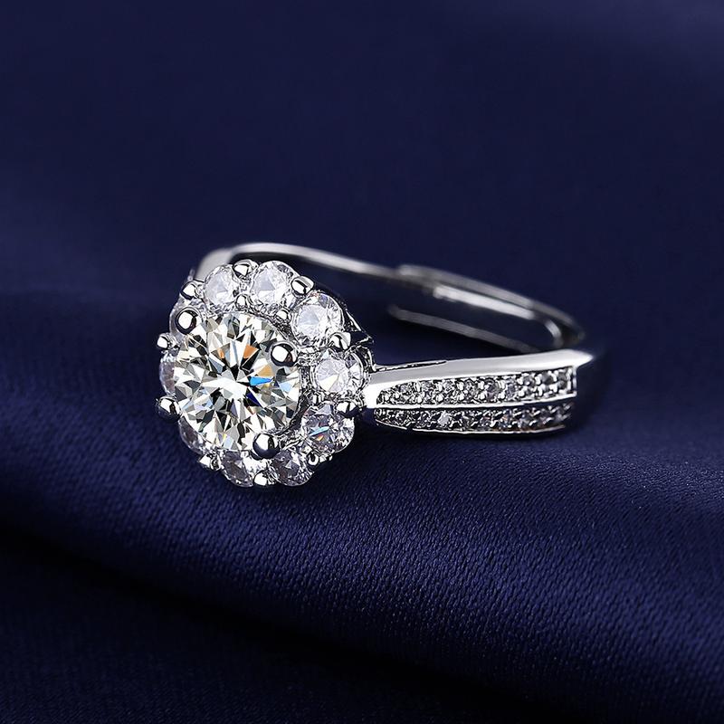 Nhẫn mặt trời, trang sức 925 cho Nữ Đính Đá Moissanite – Sang Trọng, Lấp Lánh