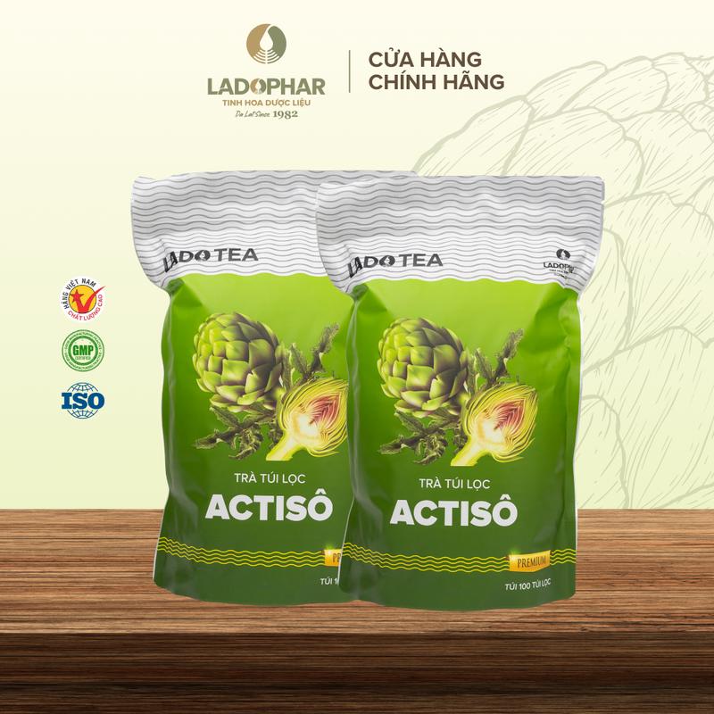[COMBO 2] Trà Túi Lọc Actiso Lado Tea 100 túi lọc hỗ trợ thải độc - Ladophar