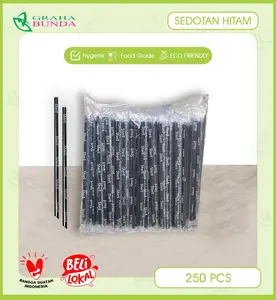 ( 250 PCS ) Sedotan Minuman / Sedotan Plastik / Sedotan Plastik Hitam Ukuran 21cm x 6mm 250PCS