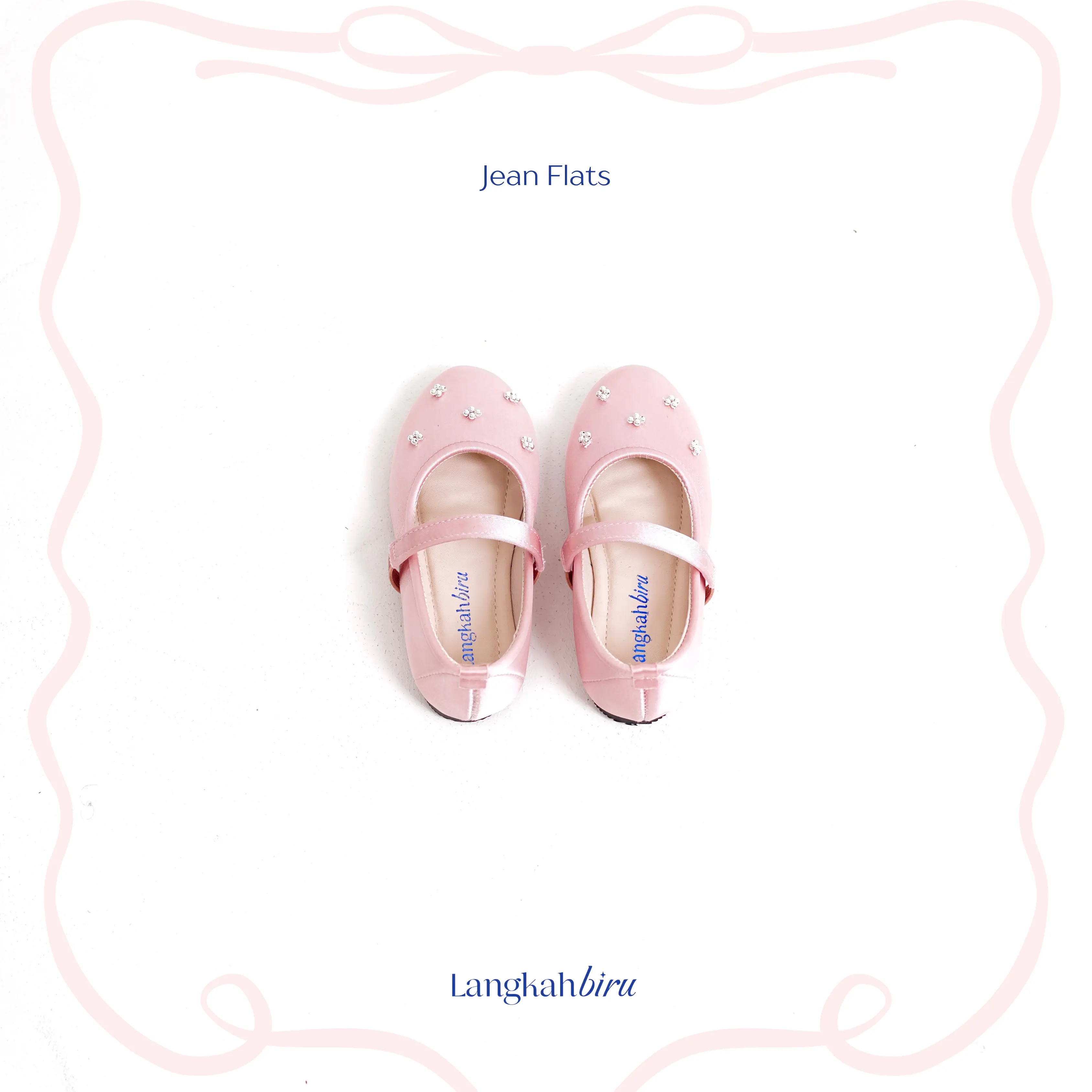 Langkah Biru - Jean Flatshoes Anak Perempuan Satin Beads