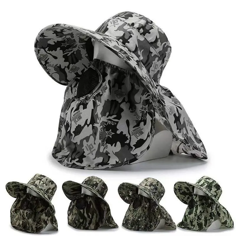 Summer Men Women Waterproof Bucket Hat Sun Protection Wide Brim Safari  Hat
