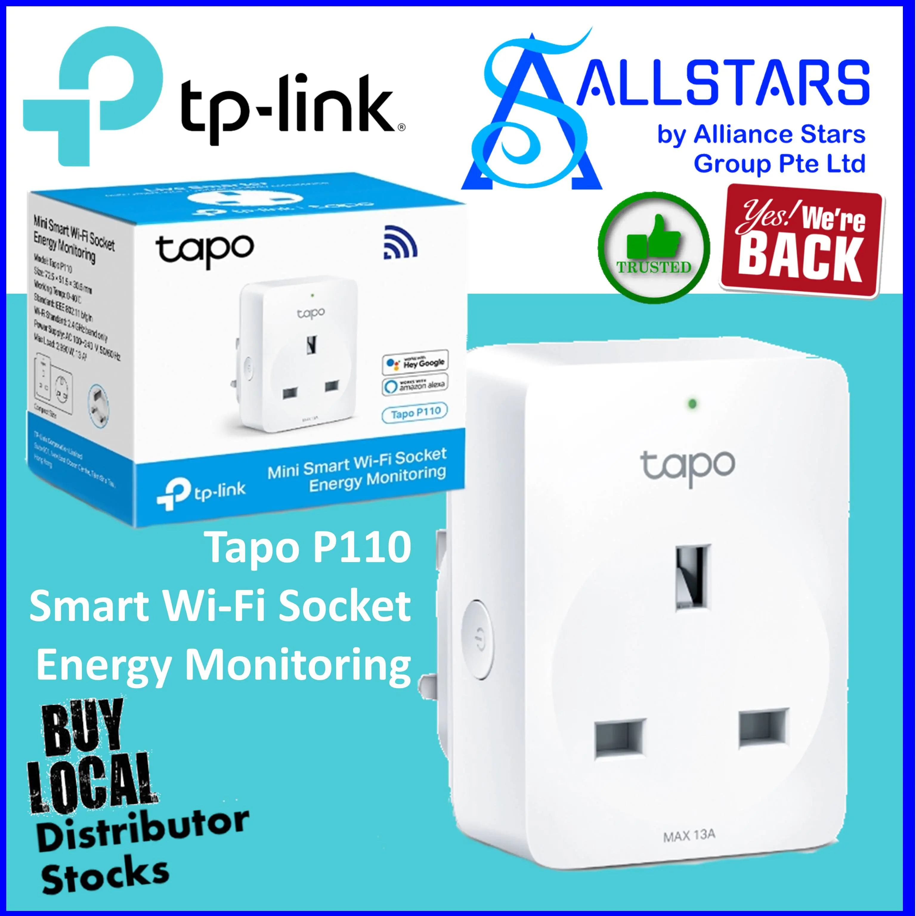 (ALLSTARS : Network PROMO) TP-Link / TPLink Tapo P110 / TPLink P110 Mini Smart Wi-Fi Socket Energy Monitoring (Warranty 3years with BanLeong)