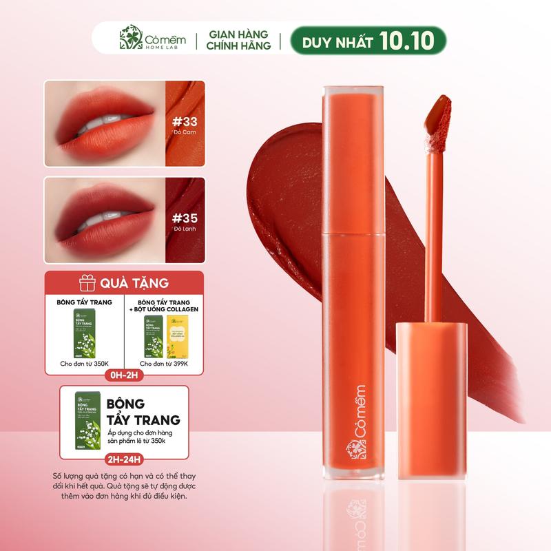 [Phiên bản mới] Son Kem Nhung Lì Mượt Không Silicone Cỏ Mềm Màu Đẹp Từ Thiên Nhiên 5g