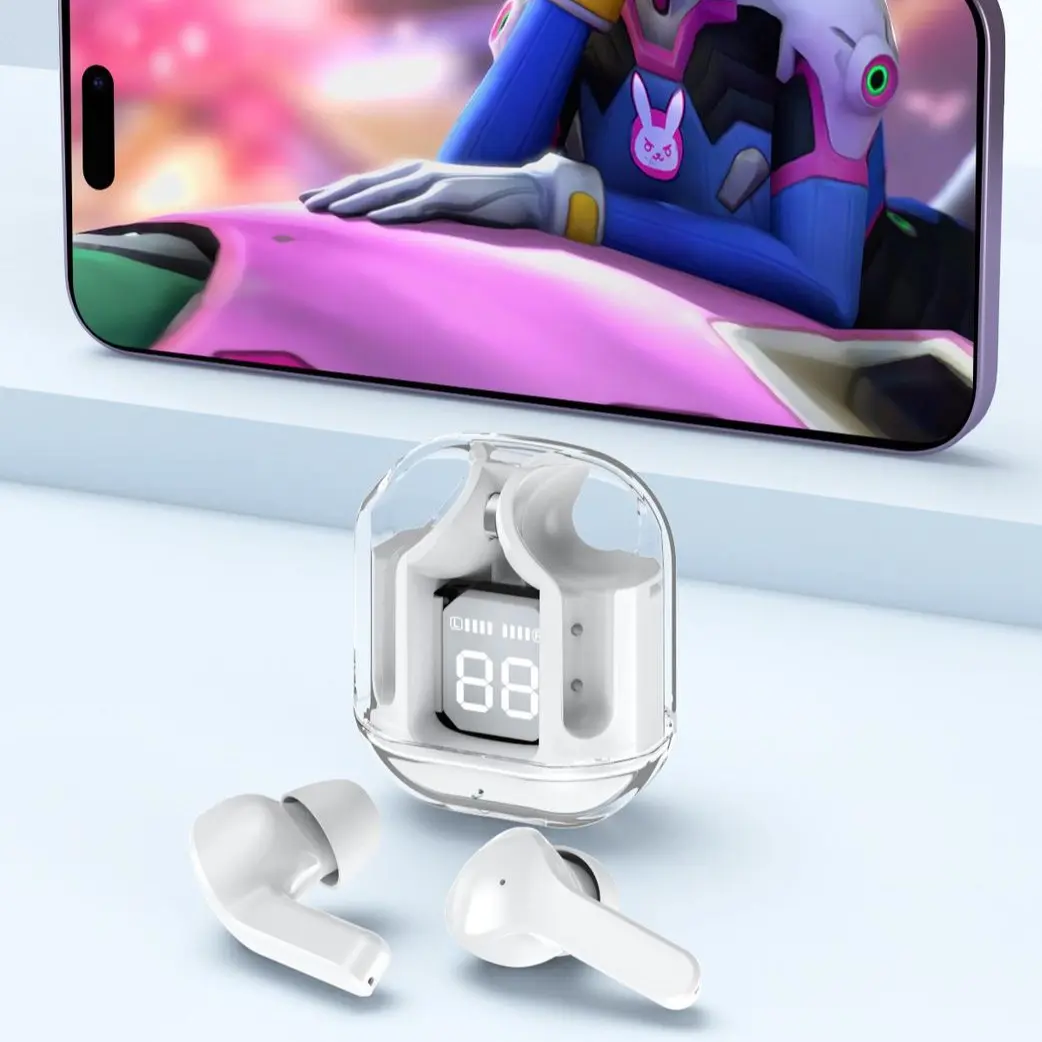 Tai nghe KY8 PRO [3 Quà tặng] 1 Vỏ silicon+1 Dây buộc+1 Bao tay chơi game, Thân trong suốt, Âm  thanh nổi không dây thực sự với màn hình kỹ thuật số, Micrô tích hợp | BigBuy360 - bigbuy360.vn