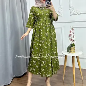 Midi Dress Rayon / Daster Lengan 3/4 / Busui Friendly / Daster Jumbo / Daster Rayon Bumil
