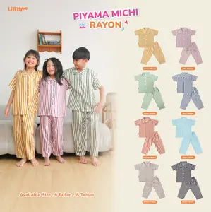 Piyama Anak Salur Michi/  Setelan Baju Tidur Rayon Anak Laki Laki Perempuan  usia 6 bulan - 10 tahun