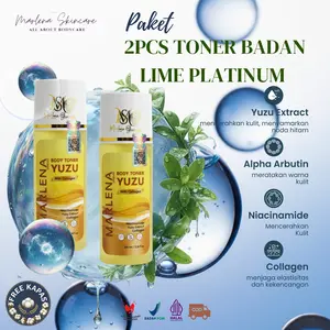 PAKET 2 PCS TONER BADAN LIME PLATINUM WHITENING BPOM FREE KAPAS