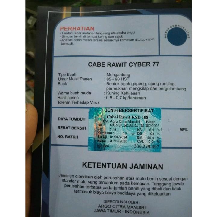 Benih Cabe Rawit Cyber 77 10gr Cabe Rawit Tahan Virus 3
