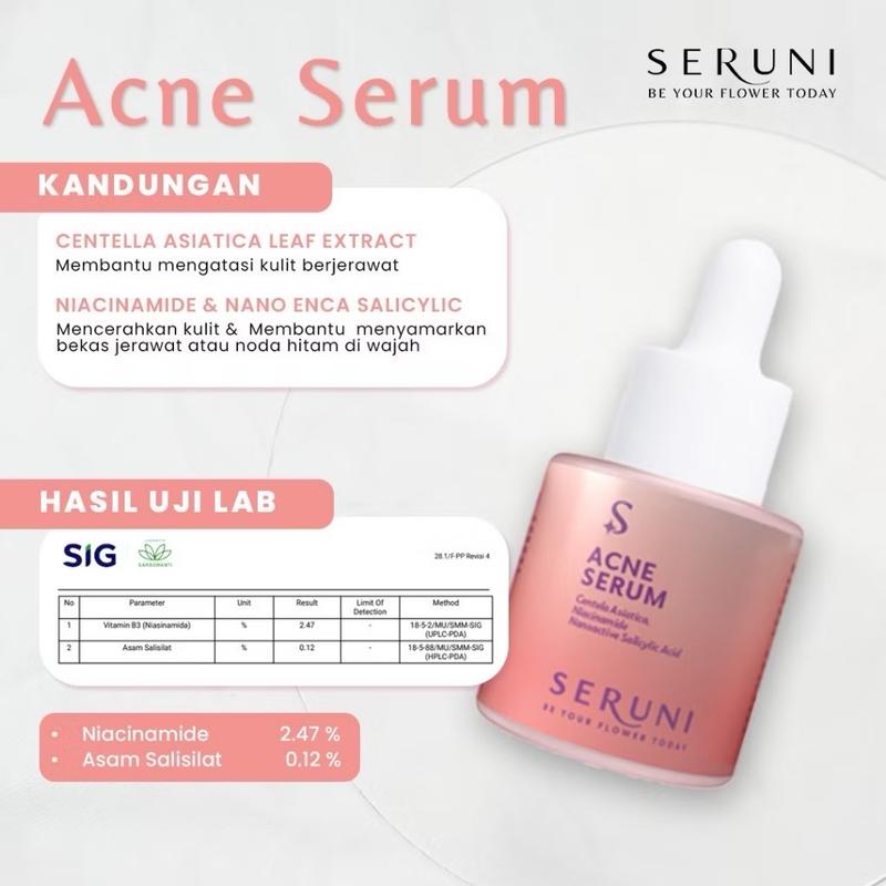 Seruni - Satuan Serum Acne Seruni Skincare/ Menghilangkan jerawat dan Menghilangkan bekas jerawat / Dapat mencerahkan Wajah Perawatan kulit 1