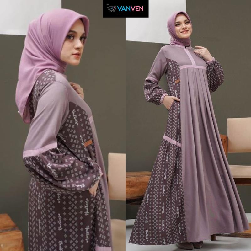 VANVEN - Kaila Dress Gamis 2025 Model Baru Elegan Simple Baju Gamis Lebaran 2025 Idul Fitri Remaja Aesthetic Airflow Crinkle 6