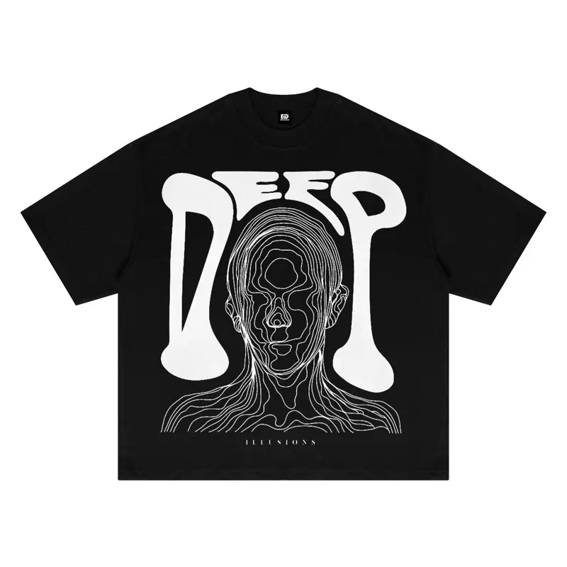 Elevendays Boxy Fit Kaos d Tshirt Deep Illusions Black Pria Wanita Cotton