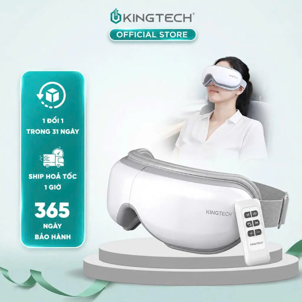 Máy Massage Mắt Cao Cấp KINGTECH KY-925 - Mát Xa Túi Khí Kèm Nhiệt, Tích Hợp Nghe Nhạc Bluetooth - Quà Tặng Tuyệt Vời Cho Người Thân - Hàng Chính Hãng