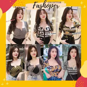 Bodysuit Atasan Lengan Panjang/Pendek Wanita Bangkok - 2