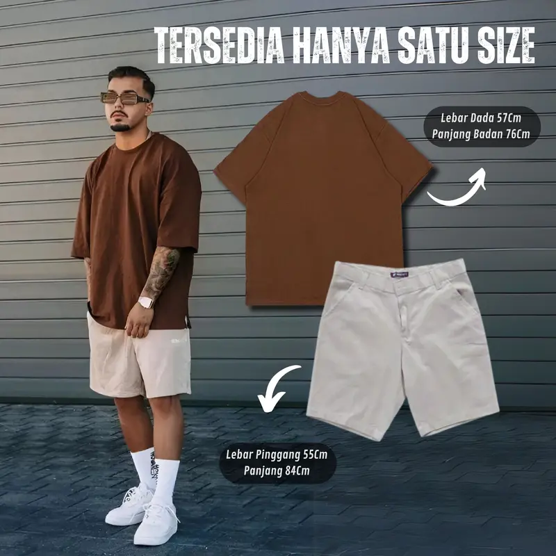 Cstl - Setetan  Simple Kekinian Baju Over Size Mix Chinos Atasan Casual outfit cowok  keren 1 set korean style Apprl-001 setelan  starboy 4