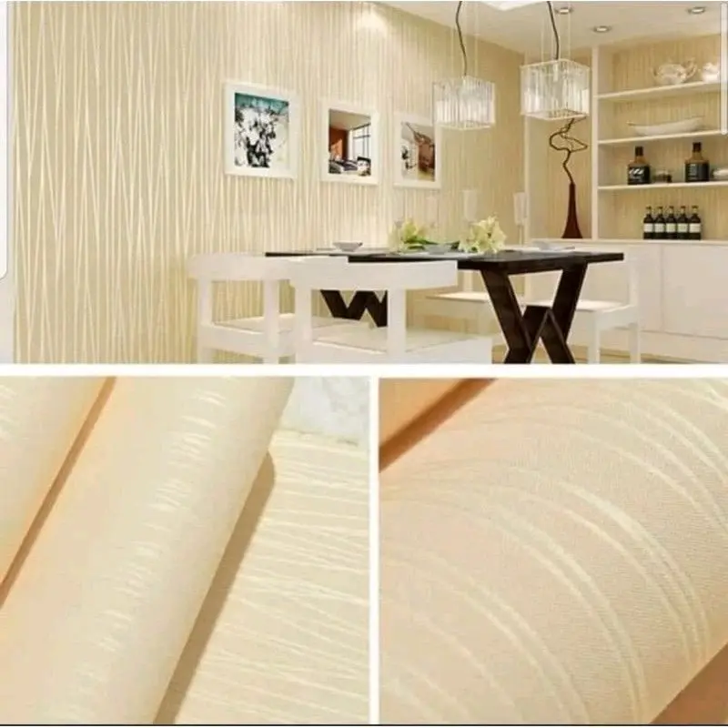 PROMO TERBATAS BELI 3 Roll DIKIRIM 4Roll,   wallpaper sticker dinding MOTIF PUTIH SALUR BUNGA HIJAU  buat ruang tamu Bahan kertas PVC anti ciptaan air 2