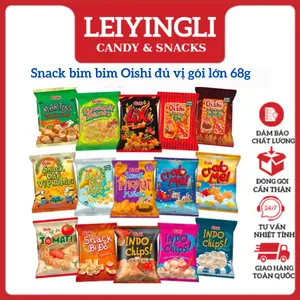 Snack bim bim Oishi đủ vị gói lớn 68g, Bim bim Oishi