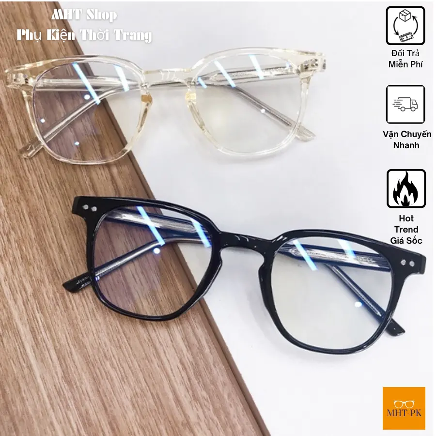 Mắt kính giả cận gọng tròn phong cách retro thời trang Hàn Quốc MKGT3 Voi Nam kính  mắt kính  mắt vuông