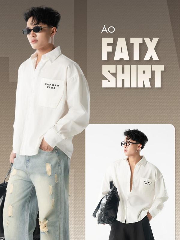 Áo sơ mi nam tay dài FATX phom rộng Boxy CAPMAN CLUB sơ mi nam màu trắng phong cách trẻ trung thoải mái