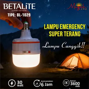 [Garansi 2 Tahun] Lampu Emergency Bohlam BETALITE BL 1029 30 Watt 3600 mAh durasi 6 Jam Lampu Portable Super Terang Lampu Canggih Camping Berkemah Outdoor Praktis di bawa kemana saja anti air dan Hujan