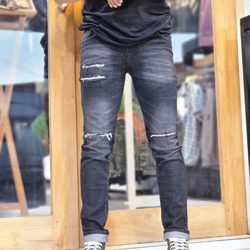 mydie-cekana jeans panjang pria sobek balck jas sobek/celana jeans pria slimfit Melar 6
