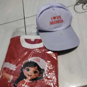 FreeTopi - Setelan Anak Perempuan Polkadot Kemerdekaan HUT RI Merah Putih Usia 2 - 9 Tahun