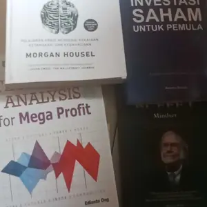 PAKET 4 BUKU BESTSELLER The Psychology Of Money + Panduan Investasi Saham Untuk Pemula + Warren Buffet + Technical Analisys For Mega Profit