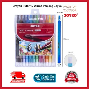 CRAYON PUTAR JOYKO 12 WARNA PANJANG / OIL PASTEL PUTAR JOYKO 12 WARNA PANJANG