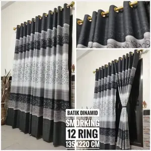 Gorden Jendela Pintu Minimalis Motif Dinamid Kamar Aesthetic Smokring 12 Lubang