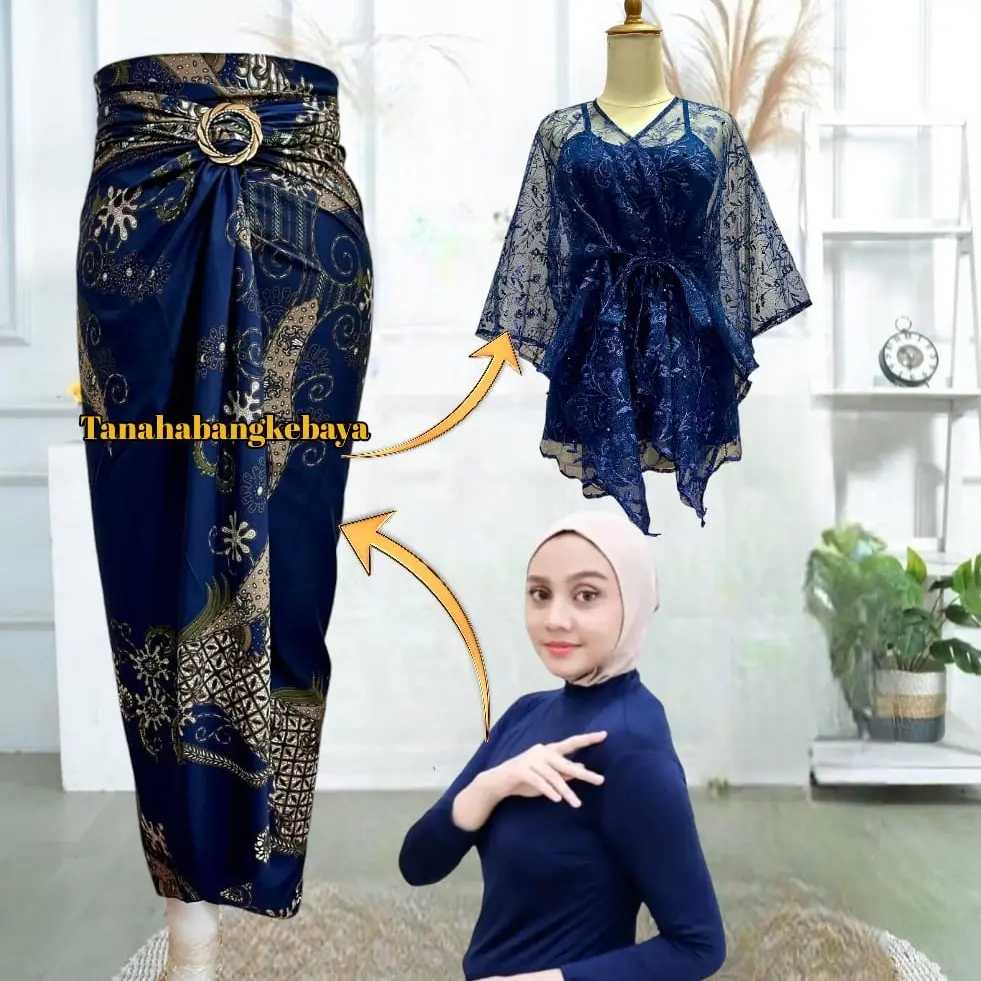 Setelan kebaya modern tille outer pita cantik mix satin brukat kondangan wisuda bridesmaid