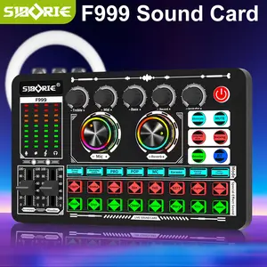 Siborie【COD】F999 Soundcard Audio USB External Sound Card mic Mixer Bluetooth phone PC