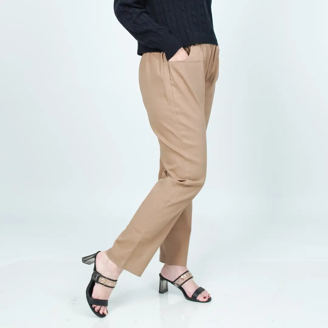 QUTBY - Celana Panjang Wanita Basic Pants Jumbo Kerja Karet Katun