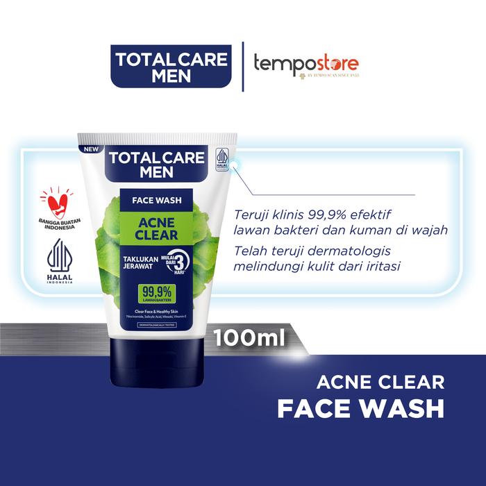 Gambar Total Care Men Face Wash Acne Clear 100ml [1pcs] - Sabun Wajah Pria Lawan Jerawat dari TempoStore Kota Administrasi Jakarta Timur Tokopedia