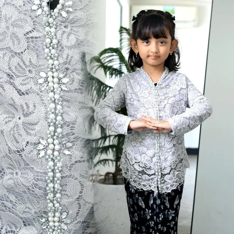 Setelan Kebaya Dan Rok Plisket Anak Encim Brukat Payet / Kebaya Anak Modern/ Kebaya karnaval 1