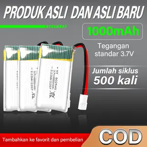 【JIATA】baterai drone 1000mAh 37V Baterai Polimer Lithium untuk drone dan pesawat kendali jarak jauh siklus tinggi dapat diisi ulang umur panjang cocok untuk drone dan helikopter mini 500 siklus USB asli yang dapat diisi ulang A204 Jam