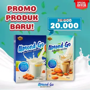 PROMO!!! Produk Baru Susu Almond ALMOND-GO + Gula Aren 200gr Rasa Coklat dan Vanilla Pelancar Asi Alami