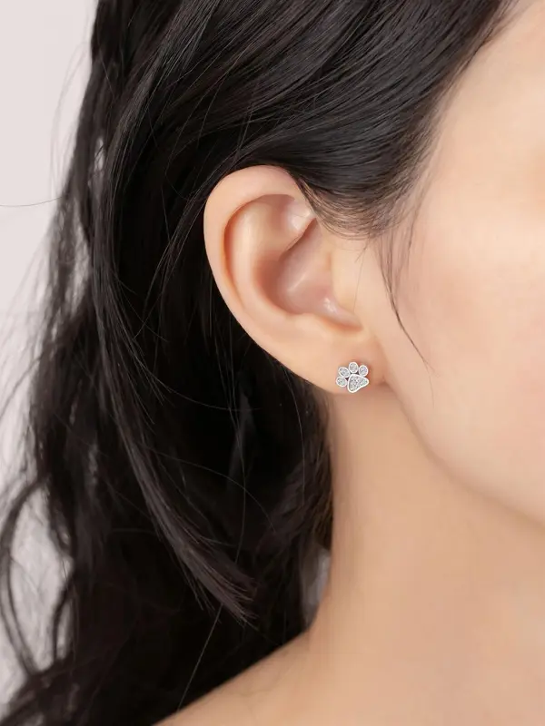 Cute Paw Design Earrings, Fashionable Rhinestone Decorated Earrings for Women & Girls, Trendy All-match & Exquisite Jewelry for Birthday Gift 4