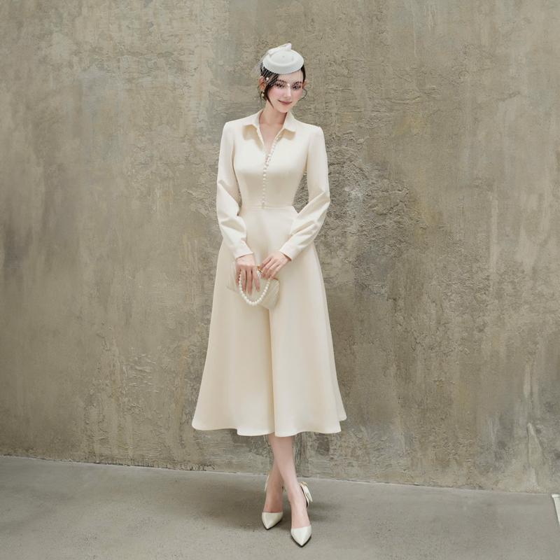  Lili Dress | Váy tiệc nữ lụa tafta hàn đính khuy giả H.I.U Fashion  thiết kế dáng dài midi sang trọng HIU design 