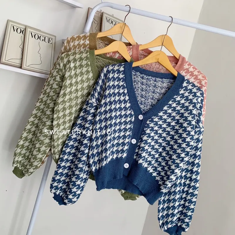 [COD] AURYN CARDIGAN - Outer Rajut Houndstooth Simple Daily Knitwear Wanita Kekinian by Sweaterknit.id 2