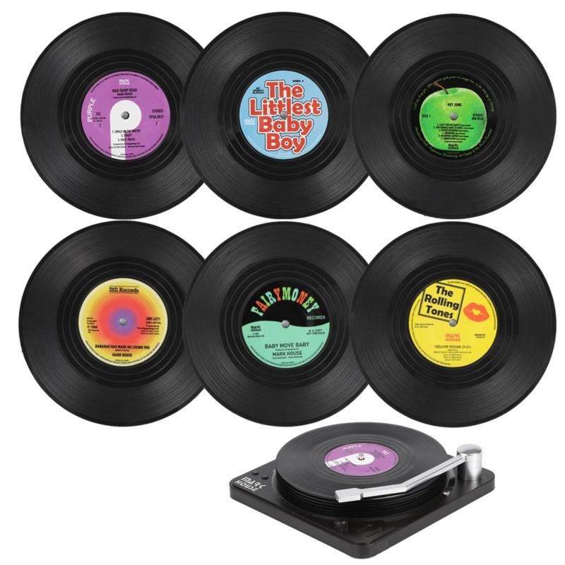 Đế Lót Ly Trà Ghi Âm Chống Trượt, Retro Vinyl CD Cách Nhiệt Placemat / Cốc Lót Ly Thích Hợp Cho Gia Đình, Nhà Hàng Và Quán Bar / Placemat Chịu Nhiệt Để Trang Trí Bàn 1