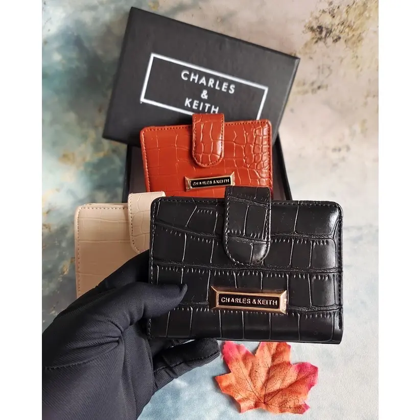 Dompet CK lipat mini kecil kulit croco dompet magnet lidah wanita imut with box
