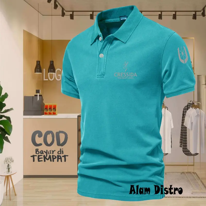 (COD) T-shrit POLO kerah Cressida Plus Lengan Text Silver Quality Kaos Kerah Dewasa Shirt / Kaos Wangki Pria Polo / Kaos Seragam 8