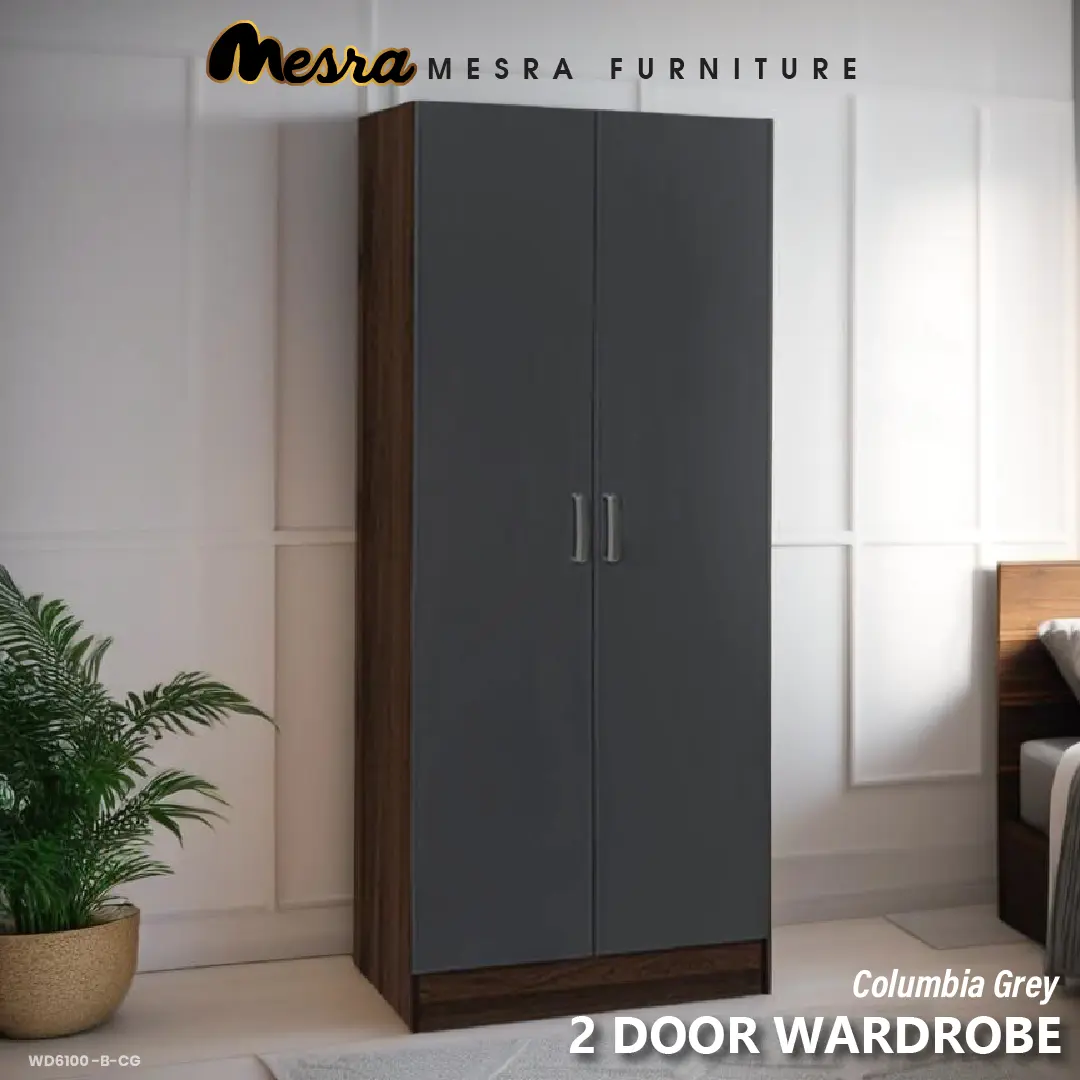 MESRA - 2 Door Wardrobe/Almari Baju / Almari Pakaian / almari murah / ikea almari / wardrobe / wardrobe murah/furniture murah/2 pintu almari baju/solid partical board material